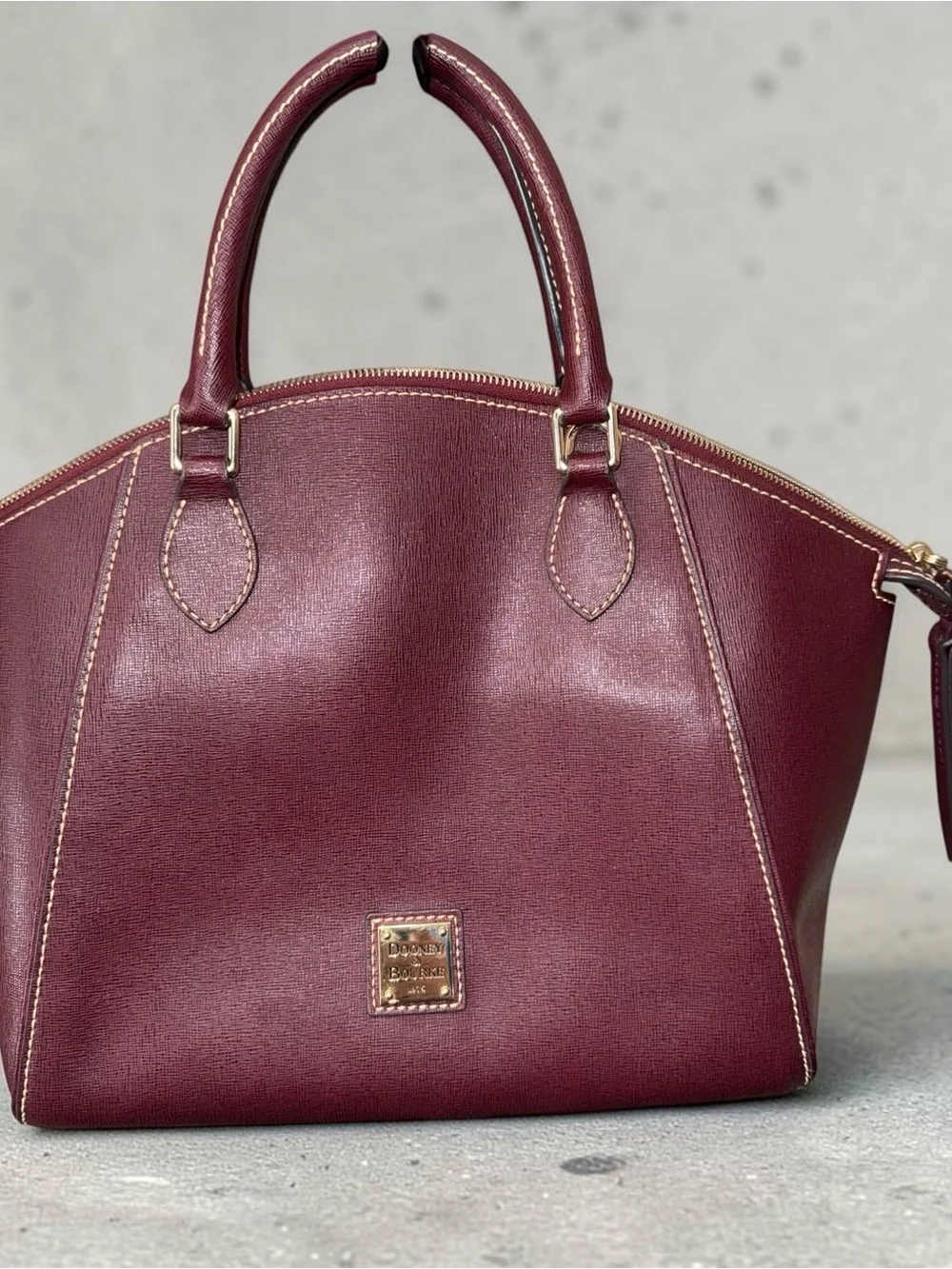 Dooney & Bourke Sydney Burgundy Saffiano Dome Satchel